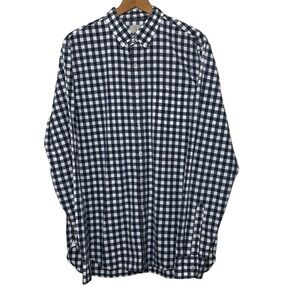 J.Crew 2-ply cotton Navy White Gingham long sleeve button down shirt. Men’s LT